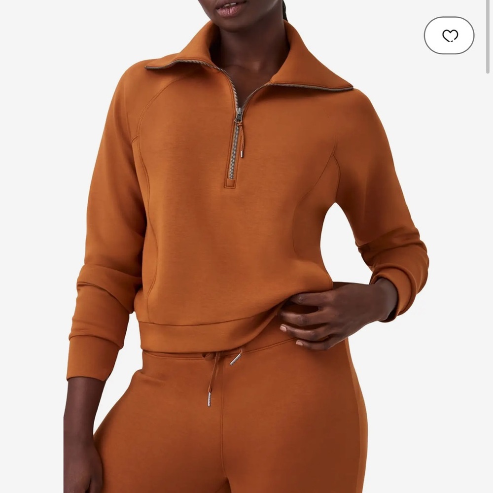 SPANX butterscotch quarter zip and leggings